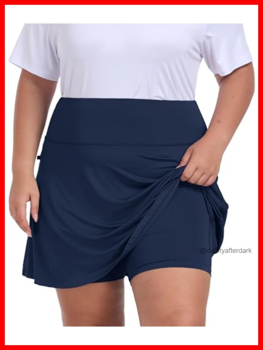 Plus Size Athletic Skort with Built-in Shorts, 4-Way Stretch, High Waisted,